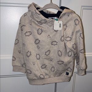 NWT Mayoral Cream Penguin Print Hoodie - 18 mos